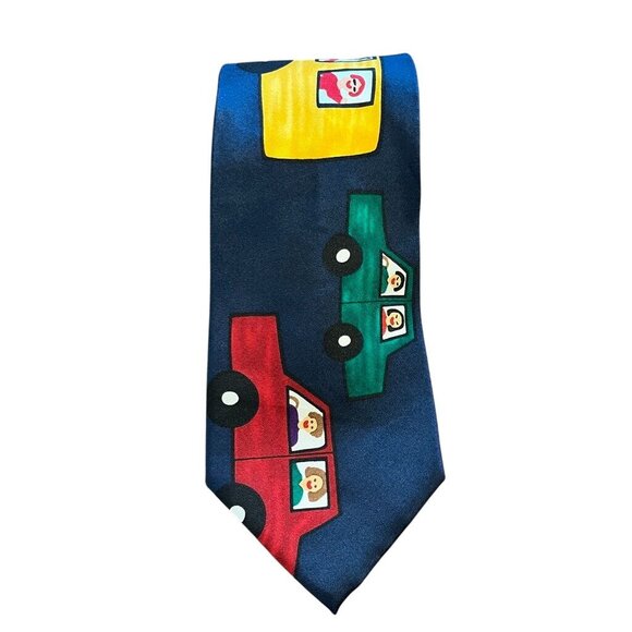 Retro Silk School Bus Save the Children Preppy Classic Chic Artsy Work Wear 80s - Picture 1 of 9